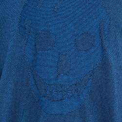مملوكة مسبقًا Alexander McQueen Blue 3D Skull Embossed Cotton Knit Sweater L