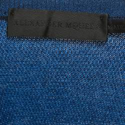 مملوكة مسبقًا Alexander McQueen Blue 3D Skull Embossed Cotton Knit Sweater L