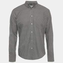 Pre Owned قميص أليكساندر ماكوين طويل الأكمام قطن بطبعة جمجمة أسود وسط