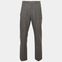 Pre Owned Alexander McQueen Grey Striped Wool Trousers L