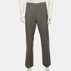 Pre Owned Alexander McQueen Grey Striped Wool Trousers L