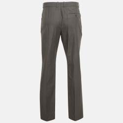 Pre Owned Alexander McQueen Grey Striped Wool Trousers L