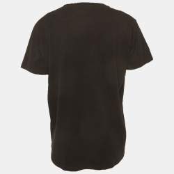 Pre Owned Alexander McQueen Black Cotton Logo Tape Detail T-Shirt XXL