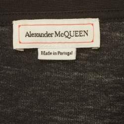 Pre Owned Alexander McQueen Black Cotton Logo Tape Detail T-Shirt XXL