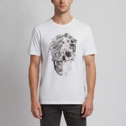 Pre Owned Alexander McQueen White Skull Print Jersey Short Sleeve T-Shirt XXL 