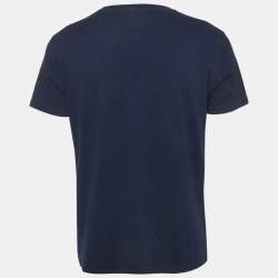 Pre Owned Alexander McQueen Navy Blue Skull Printed Jersey Short Sleeve T-Shirt L
