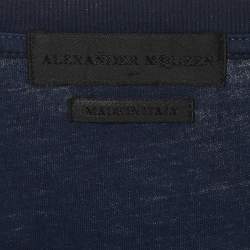 Pre Owned Alexander McQueen Navy Blue Skull Printed Jersey Short Sleeve T-Shirt L
