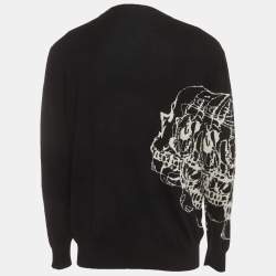 مملوكة مسبقًا Alexander McQueen Black Skull Intarsia Wool Crewneck Sweater L