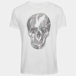 Pre Owned Alexander McQueen White Skull Print Jersey Short Sleeve Shirt L