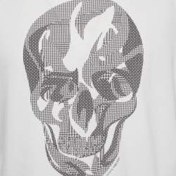 Pre Owned Alexander McQueen White Skull Print Jersey Short Sleeve Shirt L