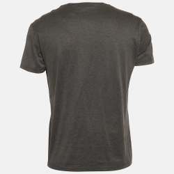 Pre Owned Alexander McQueen Grey Skull Applique Jersey Crewneck T-Shirt M