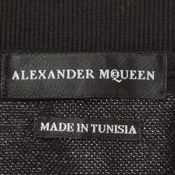 Pre Owned Alexander McQueen Black Embroidered Skull Patch Pique Cotton Polo T-Shirt XL