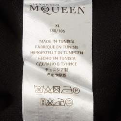 Pre Owned Alexander McQueen Black Embroidered Skull Patch Pique Cotton Polo T-Shirt XL