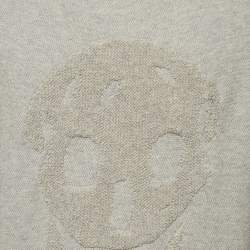 Pre Owned Alexander McQueen Grey Textured Skull Wool Crewneck Sweater XL