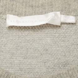 Pre Owned Alexander McQueen Grey Textured Skull Wool Crewneck Sweater XL