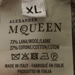 Pre Owned Alexander McQueen Grey Textured Skull Wool Crewneck Sweater XL