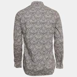 Pre Owned Alexander McQueen Grey Geometric Lace Print Poplin Shirt S