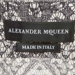 Pre Owned Alexander McQueen Grey Geometric Lace Print Poplin Shirt S