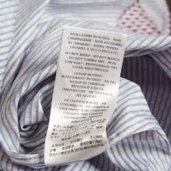 Pre Owned Alexander McQueen Red/Blue Striped Skull Print Poplin Shirt M