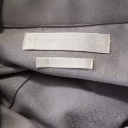 Pre Owned Alexander McQueen Grey Textured Cotton Eyelet Embroidered Collar Shirt XL