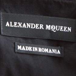 Pre Owned Alexander McQueen Black Cotton Red Stripe Detail Collar Stud Short Sleeve Shirt L