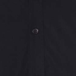 Pre Owned Alexander McQueen Black Cotton Red Stripe Detail Collar Stud Short Sleeve Shirt L