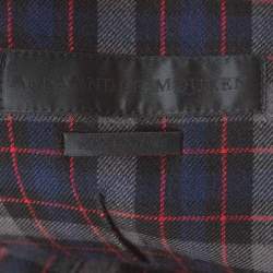 Pre Owned Alexander McQueen Black Tweed and Satin Sleeve Detail Jacket XL