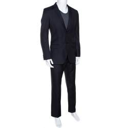 Pre Owned Alexander McQueen Navy Blue Pinstripe Wool Tailored Suit L
