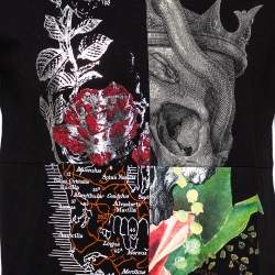 مملوكة مسبقًا تي شيرت أليكساندر ماكوين أكمام قصيرة قطن طباعة مميزة أسود مقاس متوسط