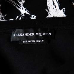 Pre Owned Alexander McQueen Black Printed Cotton Embroidered Logo Detailed T-Shirt M