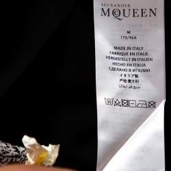 Pre Owned Alexander McQueen Black Printed Cotton Embroidered Logo Detailed T-Shirt M