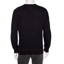 Pre Owned Alexander McQueen Black Cotton Skull Embroidered Crew Neck Sweatshirt L