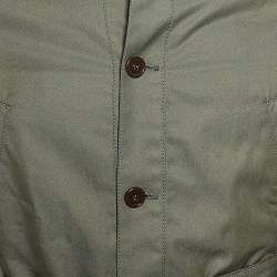 Pre Owned Alexander McQueen Olive Green Cotton Embroidered Collar Detail Belted Parka M