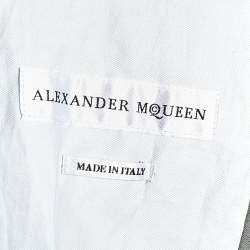 Pre Owned Alexander McQueen Olive Green Cotton Embroidered Collar Detail Belted Parka M