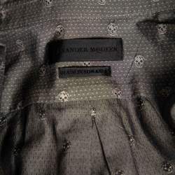 Pre Owned Alexander McQueen Grey Skull Print Cotton Short Sleeve Shirt M