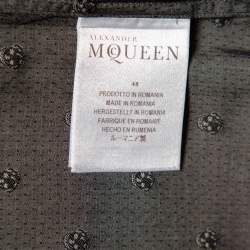 Pre Owned Alexander McQueen Grey Skull Print Cotton Short Sleeve Shirt M