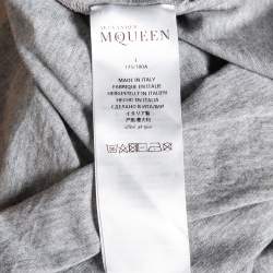 Pre Owned Alexander McQueen Grey Skull Printed Cotton Knit T-Shirt L