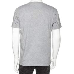 Pre Owned Alexander McQueen Grey Skull Printed Cotton Knit T-Shirt L