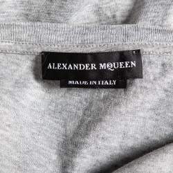 Pre Owned Alexander McQueen Grey Skull Printed Cotton Knit T-Shirt L