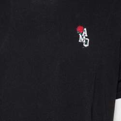 Pre Owned تي شيرت أليكساندر ماكوين قطن أسود بأكمام قصيرة مقاس كبير - لارج