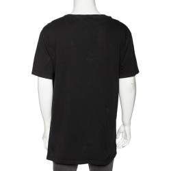 Pre Owned تي شيرت أليكساندر ماكوين قطن أسود بأكمام قصيرة مقاس كبير - لارج