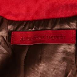 Pre Owned Alexander McQueen Red Suede Skull Embossed Jacket S