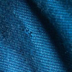 Pre Owned Alexander McQueen Blue Cashmere Draped Lapel Detail Cardigan S