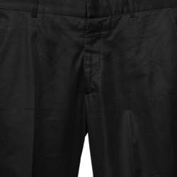 Pre Owned Alexander McQueen Black Cotton Zipped Hem Detailed Trousers M