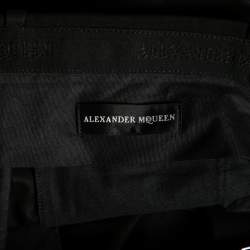 Pre Owned Alexander McQueen Black Cotton Zipped Hem Detailed Trousers M