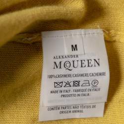 Pre Owned Alexander McQueen Yellow Cashmere Draped Neck Detail Sweater M
