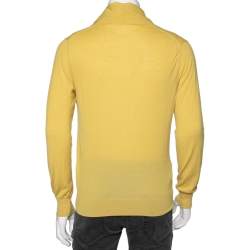 Pre Owned Alexander McQueen Yellow Cashmere Draped Neck Detail Sweater M