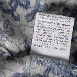 Pre Owned Alexander McQueen Blue Printed Wool & Silk V-Neck Sweater S