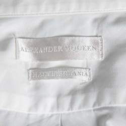 Pre Owned Alexander McQueen White Truth Printed Cotton Button Front Shirt M