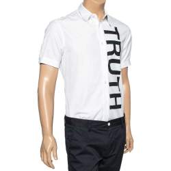 Pre Owned Alexander McQueen White Truth Printed Cotton Button Front Shirt M